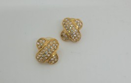 Vintage Joan Rivers, large gold pierced earrings Fake diamonds - £8.28 GBP