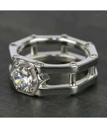 2CT Round Diamond Men&#39;s Hexagon Engagement Wedding Ring 14K White Gold P... - $137.53