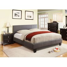 Queen size Platform Bed with Headboard Upholstered in Gray Faux Leather - $13,765.42 MXN