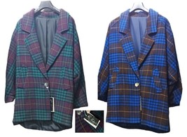 Jacket Woman Fabric Mohair Wool Winter Fantasy oltre Comfortable Hot Tartan - £120.64 GBP