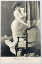 1900&#39;s WG MacFarlane Risque Lady Posing w/ Chair Postcard - I Wonder If I Should - £10.99 GBP