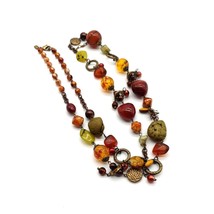 Treska Womens Necklace Stone Glass Bead Tribal Colorful 40&quot; Long Earth T... - £17.04 GBP