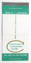 Century Country Club - Scottsdale, Arizona 30 Strike Matchbook Cover Mat... - £1.38 GBP