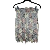 Akira Women's Skirt Purple Pink Floral Crochet Lined Size Medium - $19.39