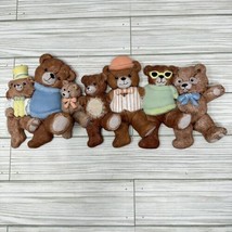 Vintage Chalkware Teddy Bear Kick Line Baby Nursery Wall Hanging - £10.04 GBP