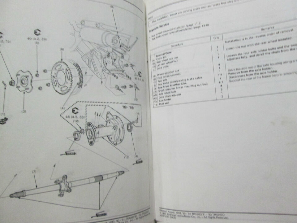 1990 1991 1992 1993 1994 Honda TRX200 TRX200D Service Shop Repair Manual OEM-... Item image 3