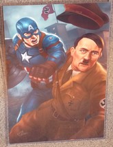 Captain America vs Hitler Glossy Art Print 11 x 17 In Hard Plastic Sleeve - £19.65 GBP