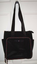Vtg Tommy Hilfiger Black Nylon Purse Plaid Trim Star Logo Tote Bag Baby - $34.95