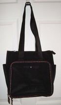 Vtg Tommy Hilfiger Black Nylon Purse Plaid Trim Star Logo Tote Bag Baby - £27.42 GBP