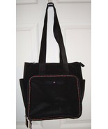 Vtg Tommy Hilfiger Black Nylon Purse Plaid Trim Star Logo Tote Bag Baby - £27.50 GBP