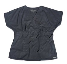 Grey&#39;s Anatomy EKG Embroidery Scrub Top Women’s Medium Gray Nurse BARCO Pockets - £10.90 GBP