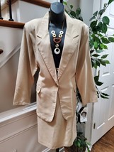 Kathie Lee Women&#39;s Cream Polyester Single Breasted Blazer &amp; Skirt 2 Pc&#39;s Suit 14 - £43.96 GBP