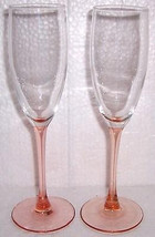 Luminarc Arocroc Peach Colored Depression Wine Flute Glasses - Made In France - £19.65 GBP