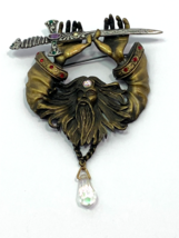 JJ JONETTE Mystical Wizard w Sword Gold Tone Statement Brooch Jewelry - £19.90 GBP