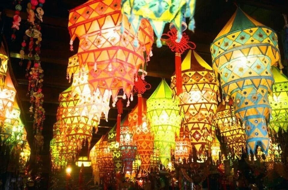 Indian lantern Silk bohemian Wedding Decor Hangings Garden Lamps Colorful - $14.34+