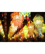 Indian lantern Silk bohemian Wedding Decor Hangings Garden Lamps Colorful - $19.66 CAD+