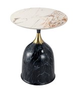 LeisureMod Side Table Round Sintered Stone Top with Modern Stainless Ste... - $1,800.46 MXN
