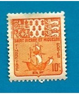 St. Pierre et Miquelon (mint postage due stamp) 1947 Coat of Arms &amp; Ship... - $3.97 CAD
