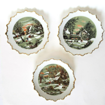 Currier &amp; Ives set 3 Wall Collector Plates The Old Homestead in Winter S... - £12.54 GBP