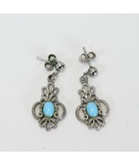 Turquoise Pearl Drop Dangle Pierced Earrings  1&quot; L x .5&quot; W Stone .25&quot; L ... - €10,20 EUR