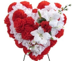 Deluxe Silk Red Floral Heart: grave-site Remembrance Of Love One - £73.74 GBP