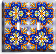 Mexican Talavera Tile Look Double Light Switch Plate Kitchen Folk Art Room Decor - £11.21 GBP