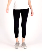 Breezies Tummy Smoothing Seamless 3/4 Cropped Leggings - BLACK, MEDIUM - £19.25 GBP