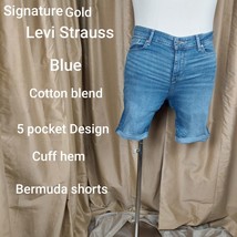 Signature Levi Gold Strauss Stretch Bermuda Cuff Hem 5 Pocket Design Sho... - £8.63 GBP