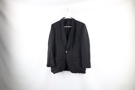 Vtg 40s 50s Mens 38R Distressed Bespoke Wool One Button Suit Jacket Black USA - £116.06 GBP