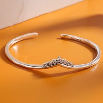 2019 Autumn Release 925 Sterling Silver Tiara Wishbone Open Bangle With Clear CZ - £23.96 GBP+