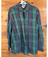 LL Bean Mens Flannel Shirt Green Plaid Large Tall Long Sleeve Traditiona... - $301.90 MXN