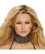 Wide Leather Collar O Ring Nail Head Studs Snap Closure Choker 2-1/4&quot; L9620 - £23.34 GBP