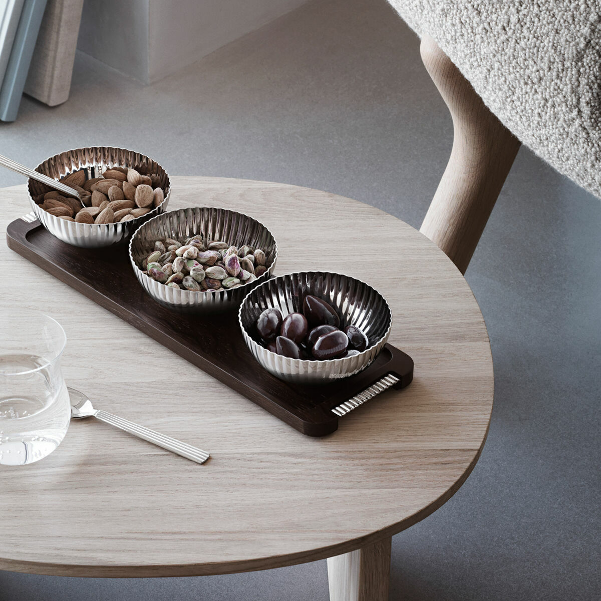 Bernadotte by Georg Jensen Stainless Steel and Oak Serving Tray with 3 Bowls New - £140.02 GBP