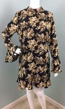 NWT Women&#39;s Romeo &amp; Juliet Couture L/S Mock Neck Black Floral Dress Sz Large - £35.29 GBP