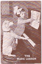Postcard Sepia The Music Lesson Girl Teaching Dog Piano K B Productions ... - $7.91