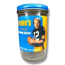 Vtg Terry&#39;s Crunchy Peanut Butter Jar Blue Lid Bradshaw NFL Football Adv... - $48.99