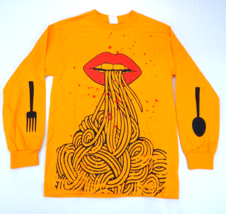Spag Heddy Saucy Lips Orange T-Shirt Sz S Double Sided Graphic Dubstep S... - £18.58 GBP