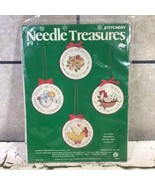 Stitchery Needle Treasures Christmas Ornaments 00814 Set Of 4 Vintage RA... - £11.74 GBP