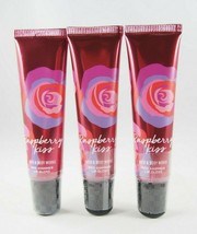 (3) Bath & Body Works Raspberry Kiss Red Rose Shimmer Lip Gloss .47oz Lot New - $16.70