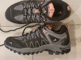 Pacific Mountain Womens Cheyenne Low Hiking Shoes 8  Charcoal/Coral WaterProof - $42.08