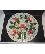 5 Piece Ceramic Chip And Dip Appetizer Set Round Hand Painted Italy Signed - £40.27 GBP