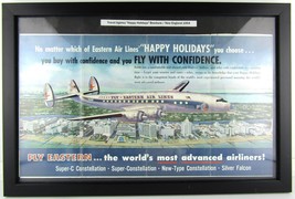 Eastern Airlines 1954 Happy Holidays New England Framed Brochure Silver ... - $58.15