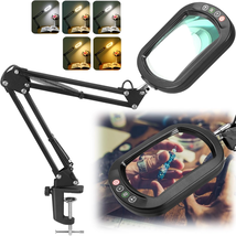 0X Rectangle Magnifying Glass Lamp • 5 Color Modes, Dimmable LED Clamp S... - $71.53 CAD
