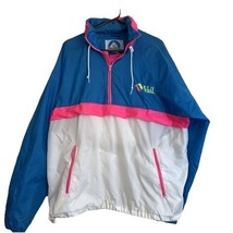 VTG 90s Fahrenheit Vail Ski Hooded Windbreaker 1/4 Zip Jacket Neon Crest... - $49.49