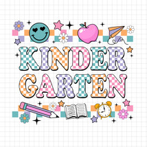 Checkered Kinder Garten PNG, Back To School PNG, Teacher Life, Teacher T... - $2.50