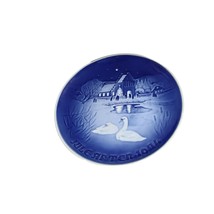 Bing and Grondahl 1974 Christmas in the Village Blue and White Plate  9074 B &amp; G - £14.83 GBP