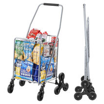 VEVOR 45L Stair Cart 360° Swivel Tri-Wheels Foldable Silver Travel Laundry - $54.90