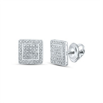 10kt White Gold Mens Round Diamond Square Earrings 1/3 Cttw - £241.20 GBP