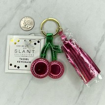 Slant Collections Metallic Cherry Tassel Keychain Keyring - $6.92