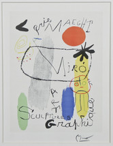 &quot;Figure with Reddish-Orange Sun&quot; by Joan Miro Signed Lithograph 10&quot;x7 1/2&quot; - £1,465.57 GBP